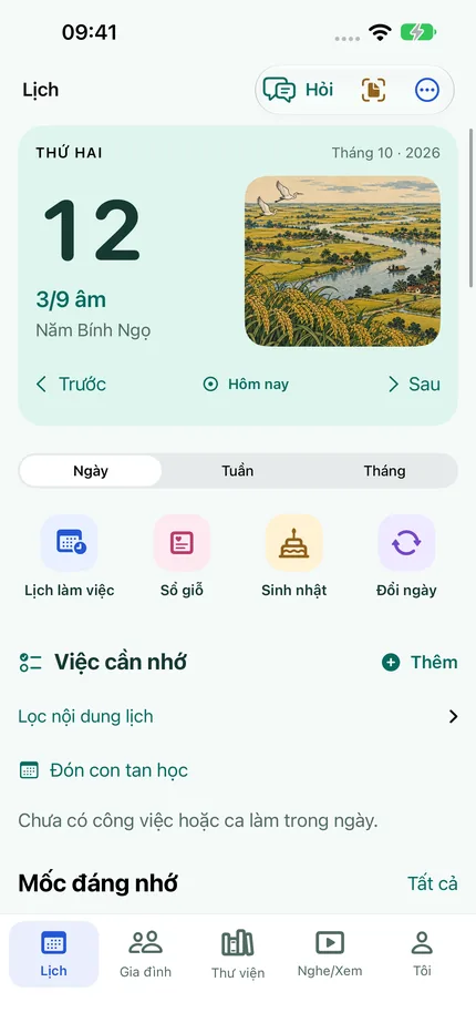 Lịch hôm nay trên iPhone