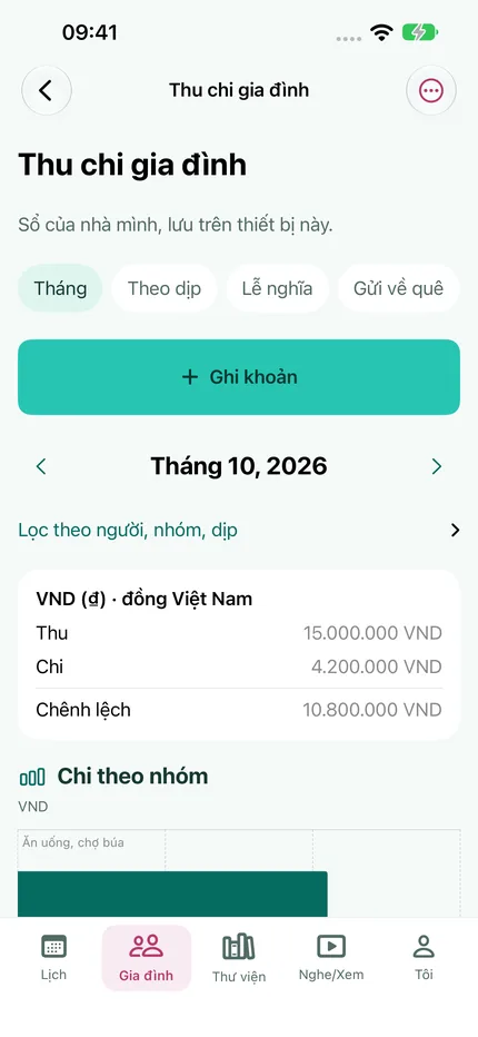 Thu chi gia đình trên iPhone